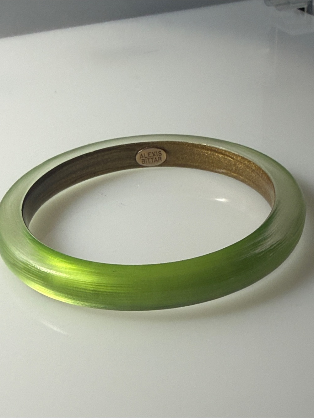 Alexis Bittar Green Lucite Bangle with Gold Interior